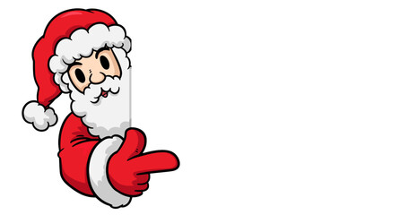 Merry Christmas card, Santa Claus with blank signboard. Holiday greeting card. Isolated vector illustration. Christmas character holding blank sign.
