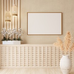 Mock up frame wall minimalist style interior background,3d rendering