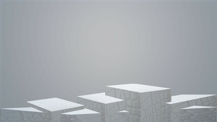 3d illustration white and gray stage podium background for product product placement