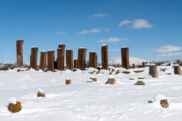 Ahlat Seljuk Cemetery view in Bitlis Province of Turkey