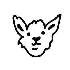 Vector simple illustration of goat with black line for Easter hand drawn. Single spring holiday animal picture in doodle style. Design for stickers, social media, cards, packaging, printing.