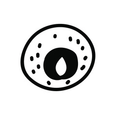 Vector simple black line nest illustration for Easter hand drawn. Single spring holiday picture in doodle style. Design for stickers, social media, cards, packaging, printing.