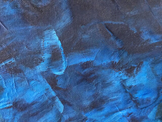 Abstract art background navy blue and black colors. Watercolor painting on canvas with gradient.