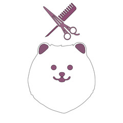 dog grooming in soft pink colors