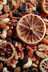 Dried fruits and nuts.