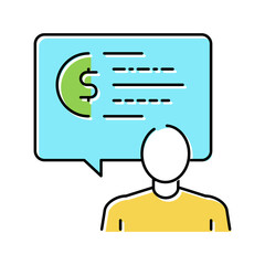 human talking about money color icon vector illustration