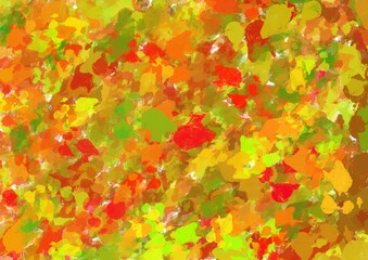 Abstract art background with yellow, green, red and orange colors. Watercolor painting with brush strokes