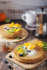 Crepes or bliny with fruit	