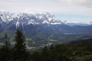 View from Kramerspitz mountain to Garmisch-Partenkirchen, Upper Bavaria, Germany	