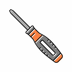 screwdriver carpenter professional tool color icon vector illustration