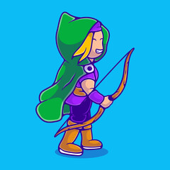 cute female archer illustration suitable for mascot sticker and t-shirt design