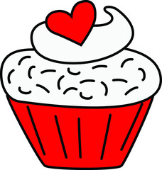 cupcake with a heart, a symbol of love