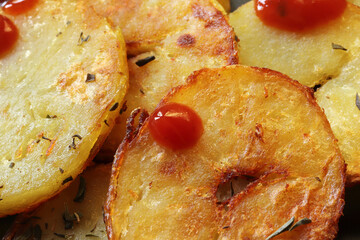 Ketchup and crispy french fries