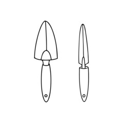 Shovel gardening tool, isolated vector illustration, hand drawning