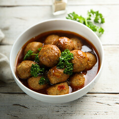 Homemade meatballs with tomato sauce