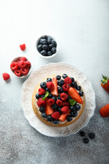 Homemade berry cake with cream filling