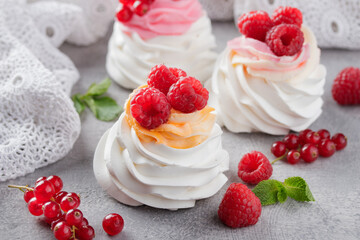 Pavlova dessert with berries