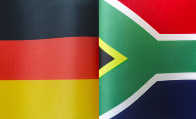 fragments of the national flags of Germany and South Africa in close-up