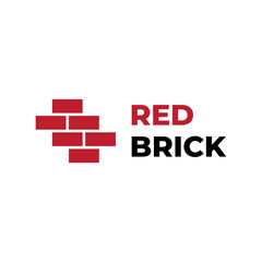 simple red brick logo design