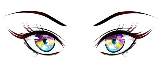 Girl eyes in manga style separated from background .