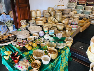Variety of hand wicker product in Thailand.