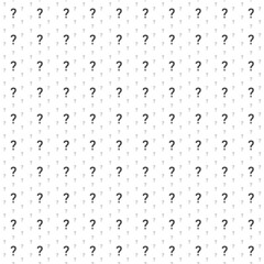 Square seamless background pattern from black question symbols are different sizes and opacity. The pattern is evenly filled. Vector illustration on white background