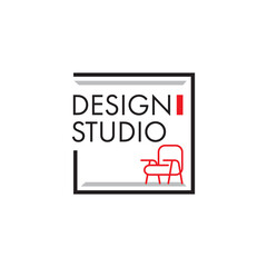 Interior minimalist room. Gallery furniture logo design. Vector