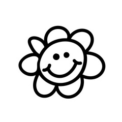 Vector simple illustration Spring flowers with black line for Easter hand drawn. Single botanical holiday picture in doodle style.  Design for stickers, social media, cards, packaging, printing.