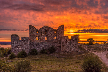 Ruins of Brahehus Castle during a beautiful sunset, Sweden
