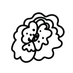 Vector simple illustration Spring flowers with black line for Easter hand drawn. Single botanical holiday picture in doodle style.  Design for stickers, social media, cards, packaging, printing.