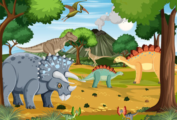Dinosaur in prehistoric forest scene © blueringmedia