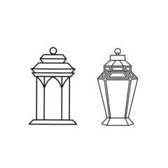 Two sets of line art lanterns for ramadan decoration
