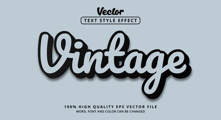 Editable text effect, Vintage text in elegant modern metallic gray black color style with cursive