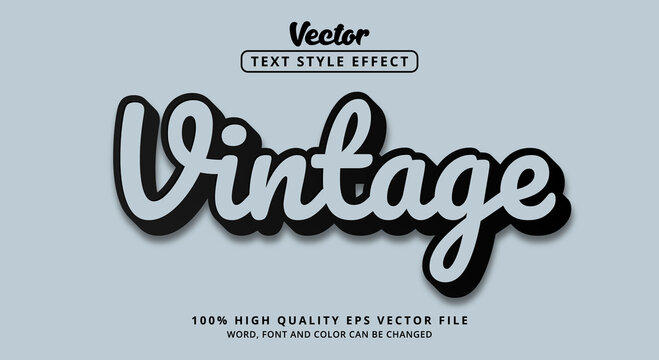 Editable text effect, Vintage text in elegant modern metallic gray black color style with cursive