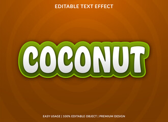 coconut text effect template with creative concept and abstract background use for business logo brand and text style 