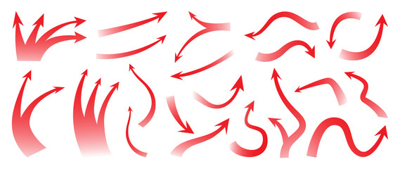 Red arrow vector set. Arrows design for infographic and map pointer.