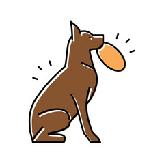 playing with stick, ball, disc dog color icon vector illustration