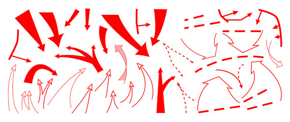 Red arrow vector set. Arrows design for infographic and map pointer.