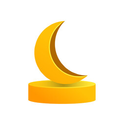 3d moon gold color on white background
