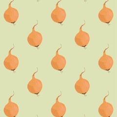 Onion pattern. A whole bulb on the pattern. Illustration for kitchen decor, textiles, napkins.