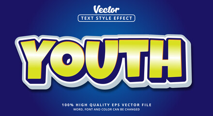 Editable text effect Youth Text in modern style in yellow light white and blue