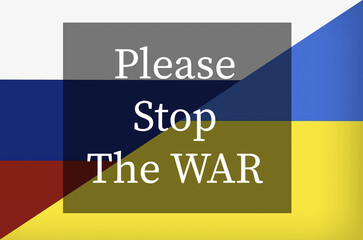 Russian and Ukrainian flags as symbols of war conflict