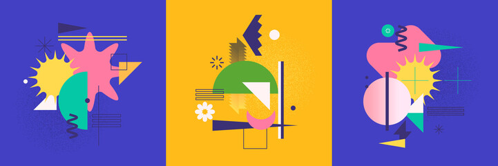 Abstract geometric background. Design poster with the flat figures. A stylish template for further creativity.