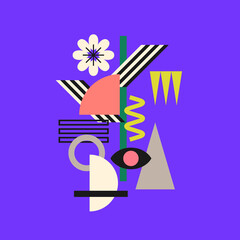 Modern geometric composition of various shapes. Illustration for design. Abstract background in the trend chart.