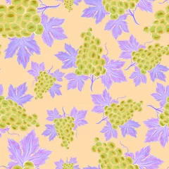 Deurstickers Creative seamless pattern with grapes. Oil paint effect. Bright summer print. Great design for any purposes  © Natallia Novik