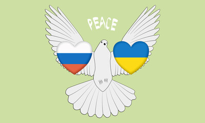 Peace dove with open wings for Ukraine and Russia