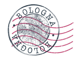 Bologna, Italy Stamp Map Postal. Silhouette Seal Roads and Streets. Passport Round Design. Vector Icon. Design Retro Travel National Symbol. © josepperianes