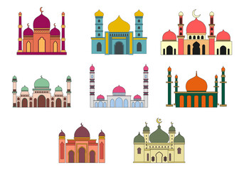 mosque architecture building collection set - vector illustration design