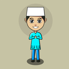 Vector little boy wearing a skullcap