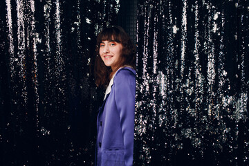 Young sporty woman 80 and 90's style. 90s fashion girl.